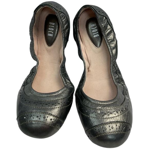 Bloch Gray Metallic Leather Ballet Flats Women's Size 37/6 - Picture 2 of 9